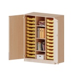 ErgoTray Schrank, 3reihig, 3,5 OH, zweitürig, mit 24 flachen Boxen, B/H/T 104,5x136x50cm 